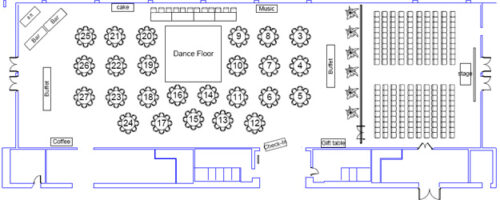 Wedding Floor Plan for 200 people at the Renton Pavilion Event Center
